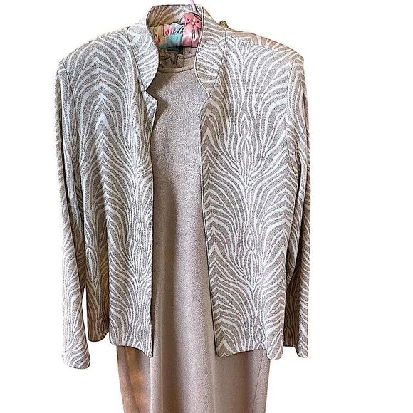 *Willi of California
70s Champagne Gold Lurex metallic Knit Dress And Jac… - Picture 1 of 16